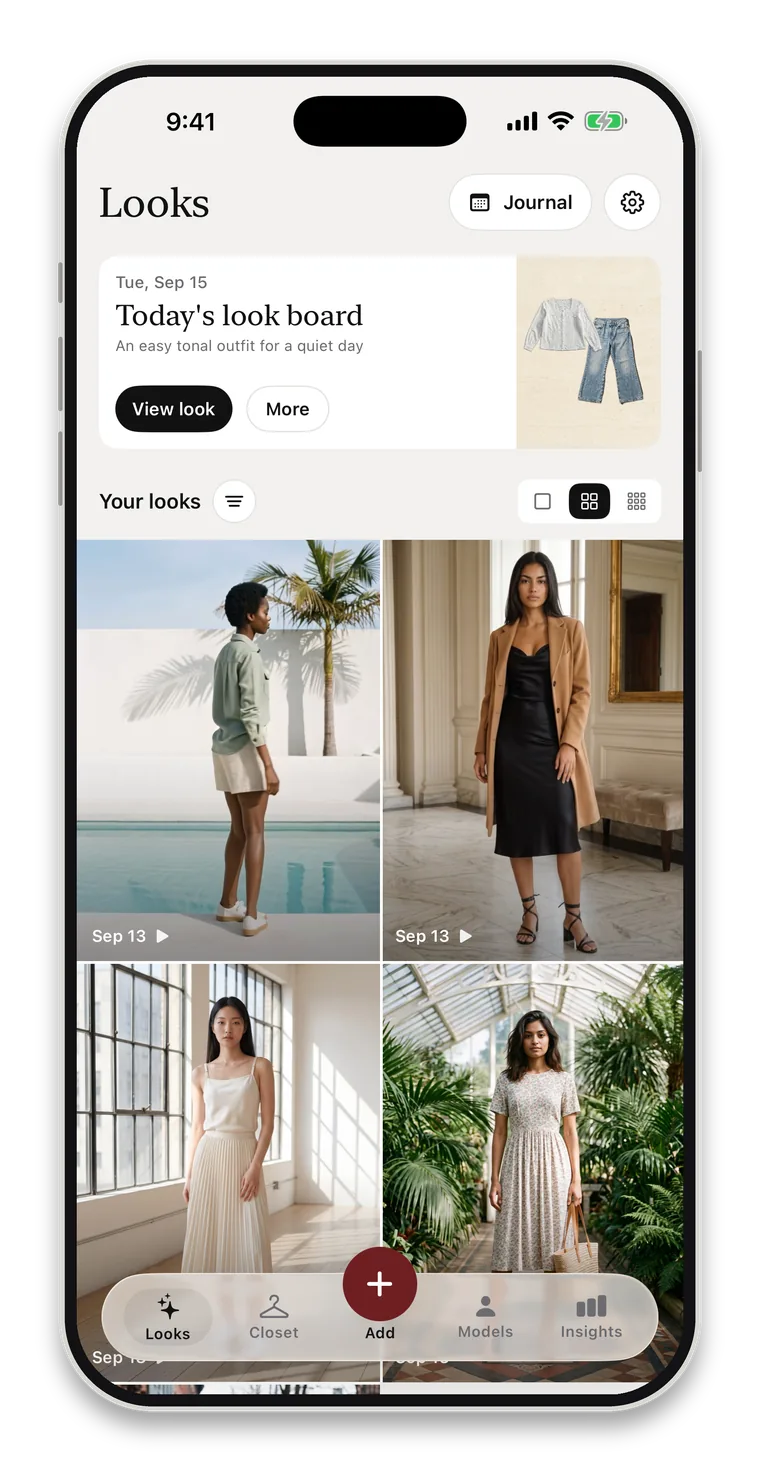 Today's look board on the home screen